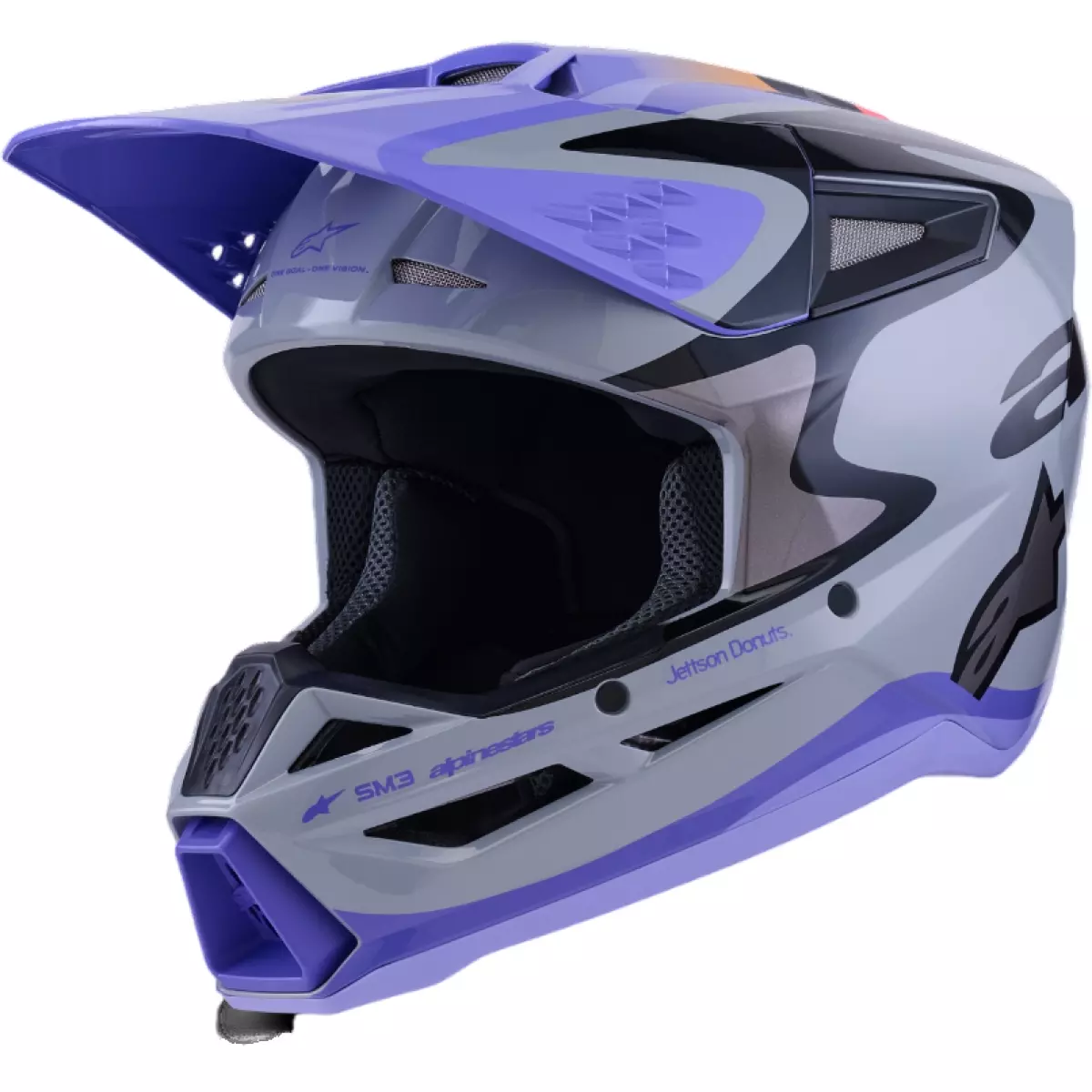 Casque Cross Enfant Alpinestars Jettson S-M3 Gris Violet Noir