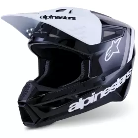 Casque Cross Alpinestars S-M3 Radium Noir Blanc Gris Brillant