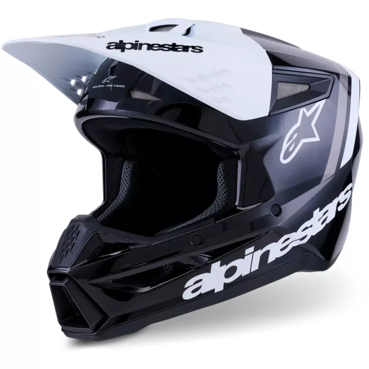 Casque Cross Alpinestars S-M3 Radium Noir Blanc Gris