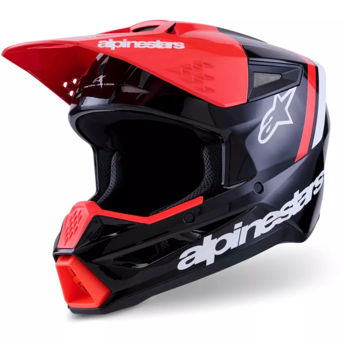 Casque Cross Alpinestars S-M3 Radium Noir Rouge Fluo Blanc
