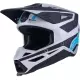 Casque Cross Alpinestars SM3 Heat Argent Bleu Noir Mat