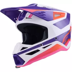 Casque Cross Alpinestars S-M3 Heat Blanc Violet Rose Brillant