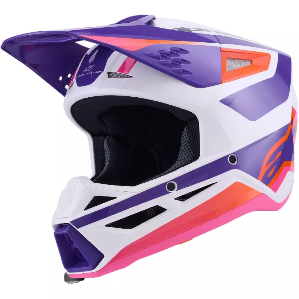 Casque Cross Alpinestars S-M3 Heat Blanc Violet Rose