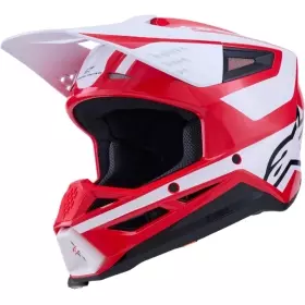 Casque Cross Alpinestars S-M3 Heat Rouge Blanc Noir Brillant