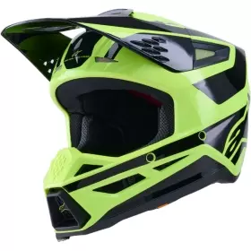 Casque Cross Alpinestars S-M3 Heat Jaune Fluo Noir Brillant