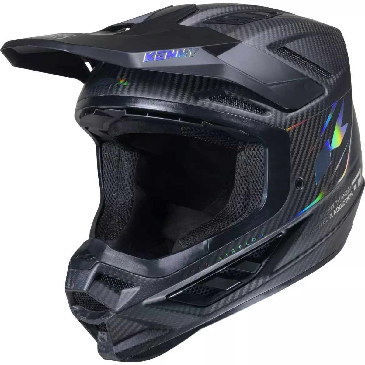 Casque Cross Kenny Titanium Carbone Holographic Noir Mat