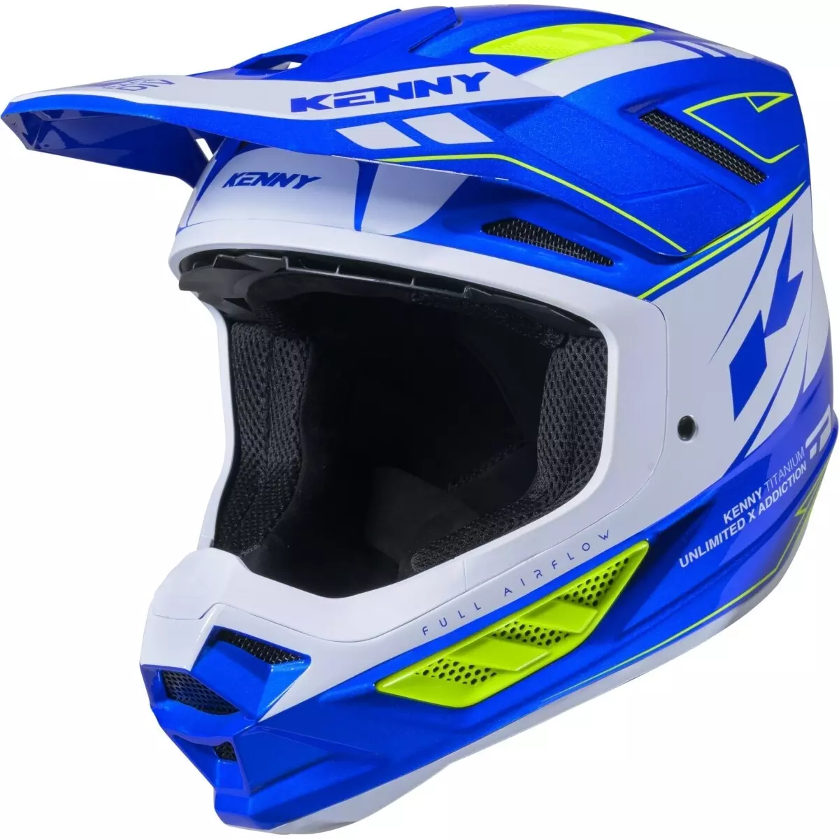 Casque Cross Kenny Titanium Graphic Candy Bleu Blanc Jaune
