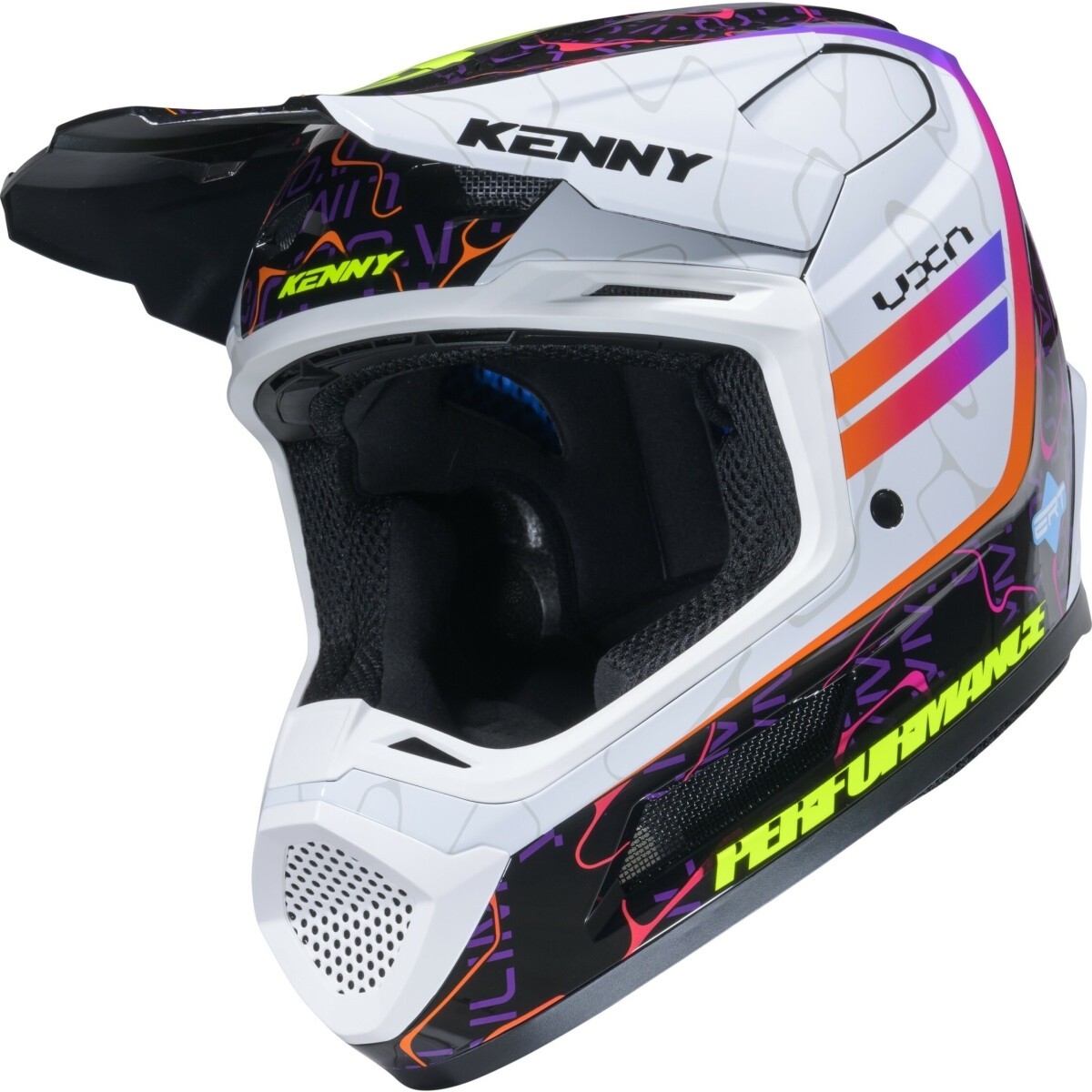Casque Cross Kenny Performance Graphic + Wave Blanc Violet Orange