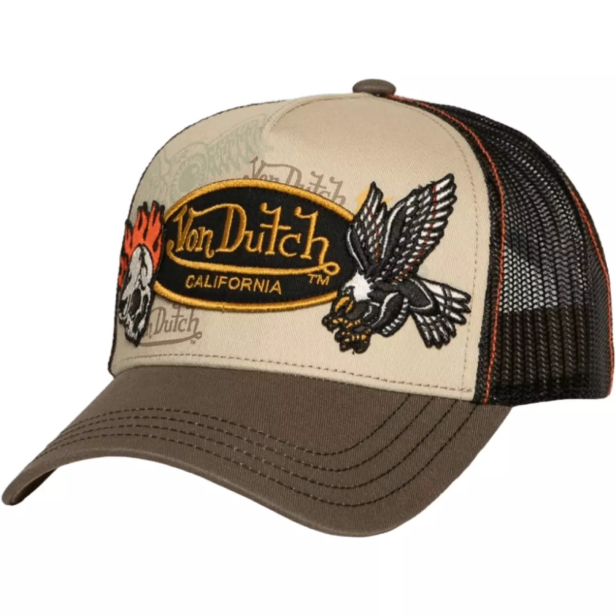 Casquette Helstons X Von Dutch Patches Marron Beige