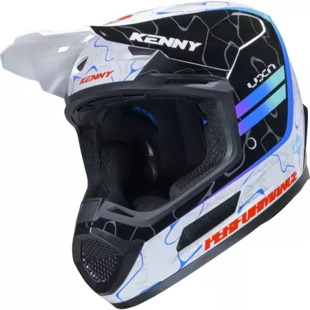 Casque Cross Kenny Performance Graphic + Wave Blanc Noir Bleu