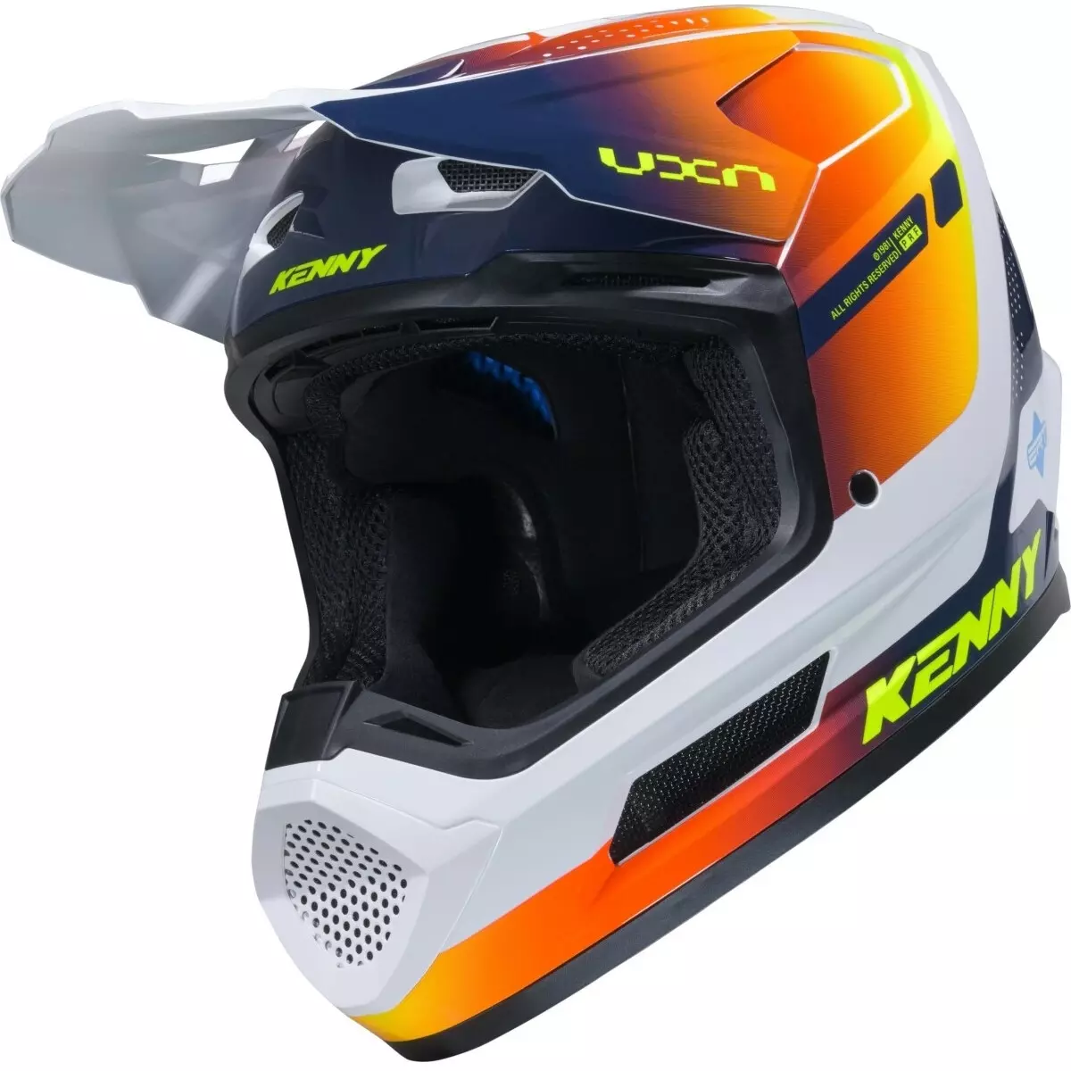 Casque Cross Kenny Performance Graphic Bleu Orange Blanc