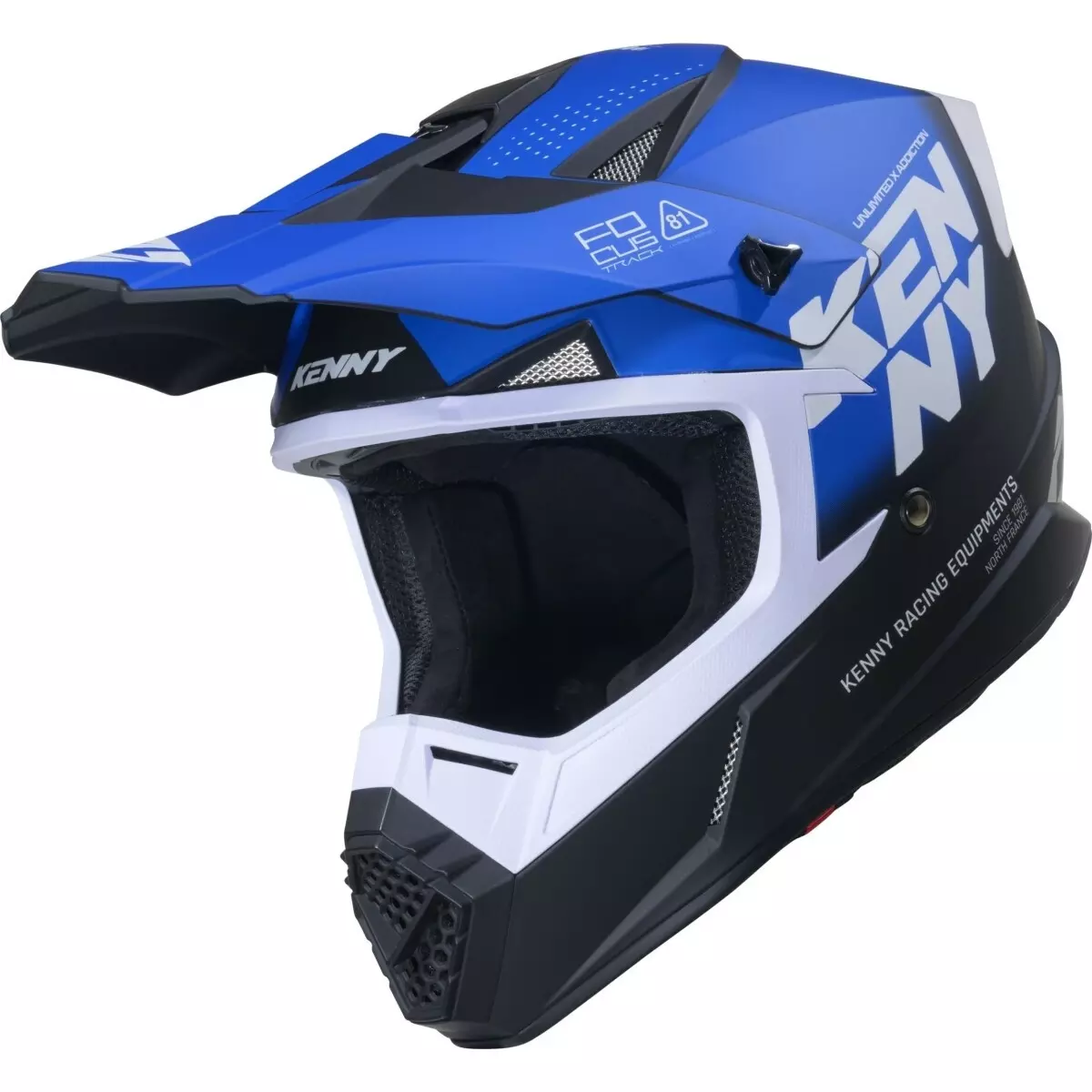 Casque Cross Kenny Track Graphic Focus Bleu Noir Blanc