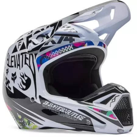 Casque Cross Fox V1 Image Cosmo Blanc Noir - Casque Cross FOX