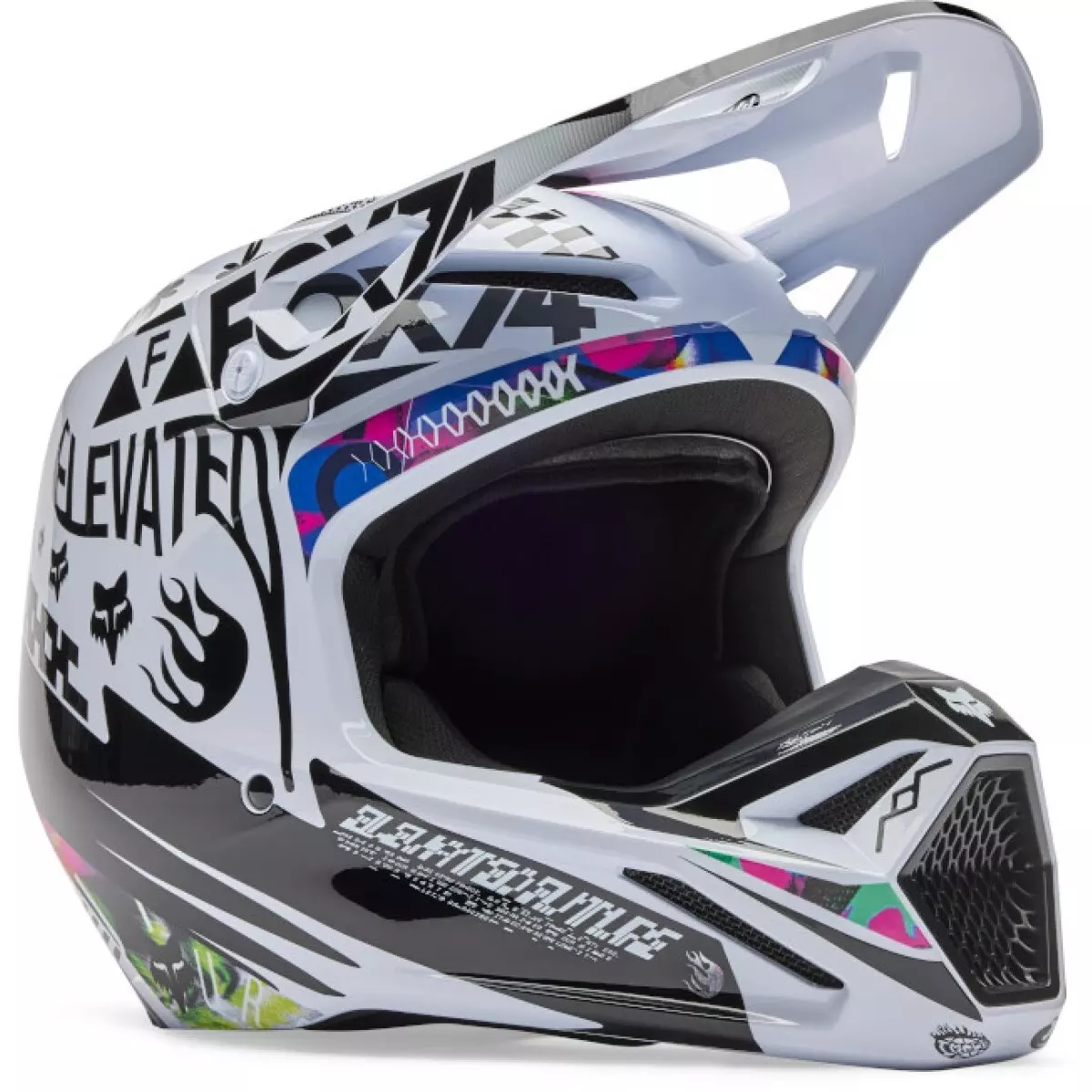 Casque Cross Fox V1 Image Cosmo Blanc Noir
