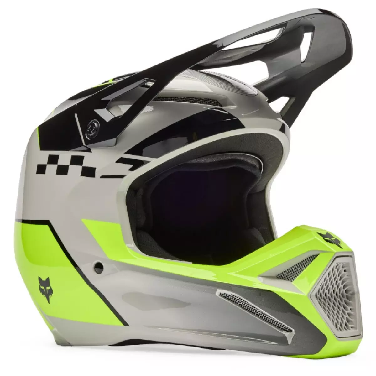 Casque Cross Fox V1 Collect Gris Jaune