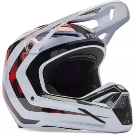 Casque Cross Fox V1 Kairos Blanc Rouge Fluo
