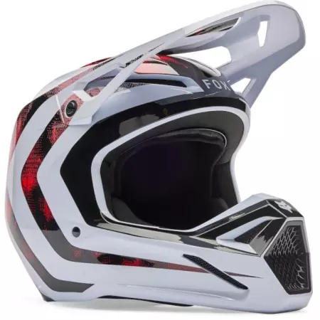 Casque Cross Fox V1 Kairos Blanc Rouge Fluo - Casque Cross FOX