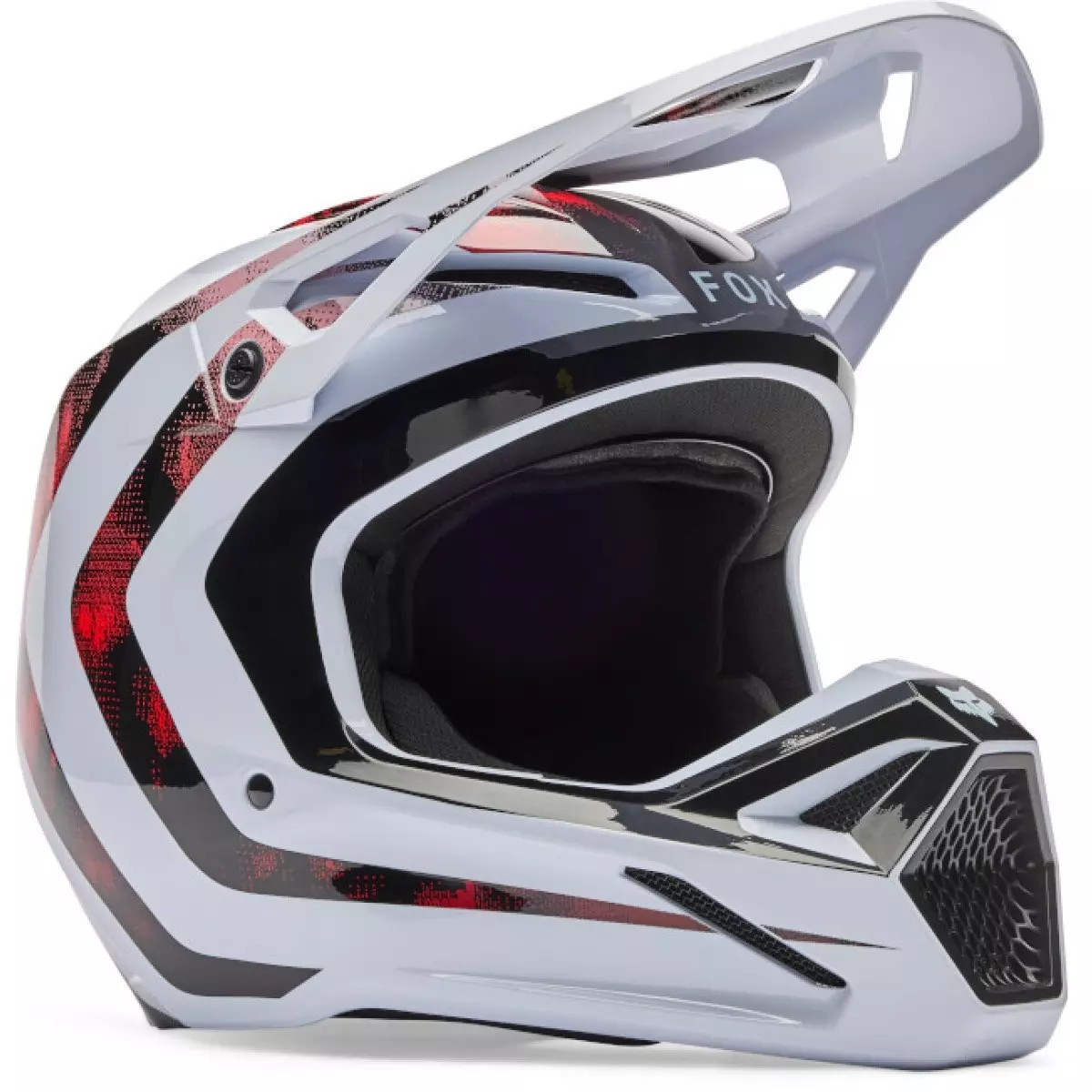 Casque Cross Fox V1 Kairos Blanc Rouge Fluo