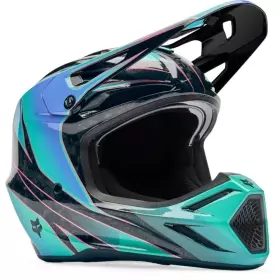Casque Cross Fox V3 Rs Canvas Noir Bleu Aqua