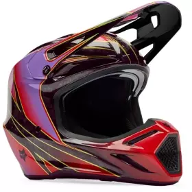 Casque Cross Fox V3 Rs Canvas Noir Rouge Violet