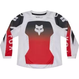 Maillot Cross Enfant Fox 180 Shield Blanc Noir Rouge