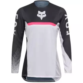 Maillot Cross Femme Fox Flexair Fracture Blanc Noir