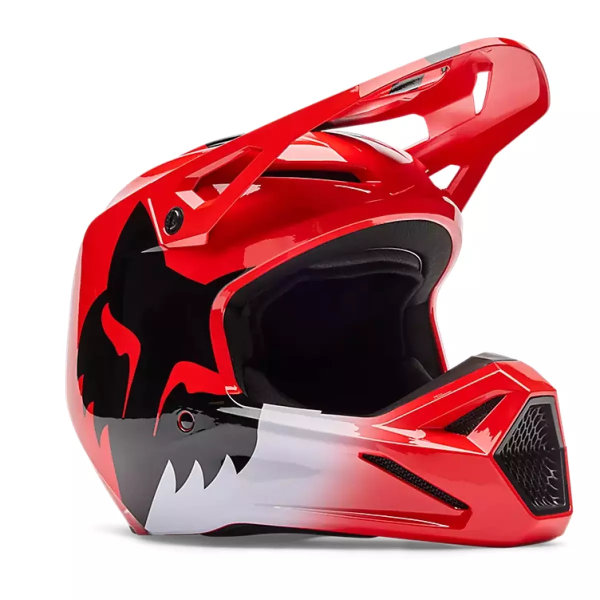 Casque Cross Enfant Fox V1 Shield Rouge Fluorescent