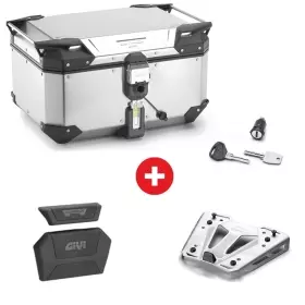 Pack Complet Givi Top Case Trekker Outback Evo Smart Alu 58L + Platine M8A + Barillet + Dosseret