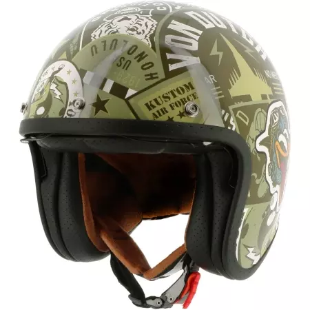Casque Helston Von Dutch Wild Cat Vert - Casque Jet HELSTONS