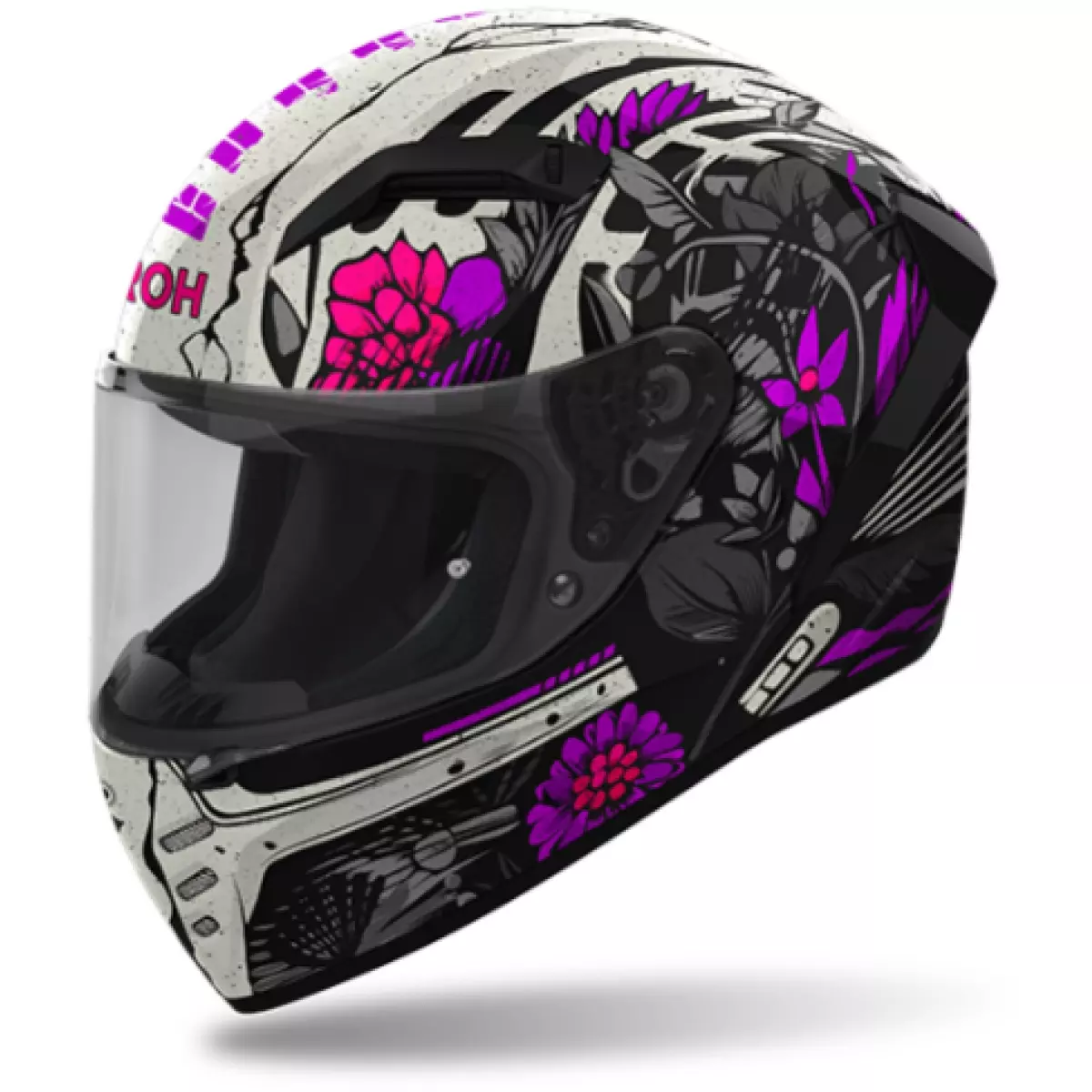 Casque Airoh Connor Bloom Violet Gris Noir