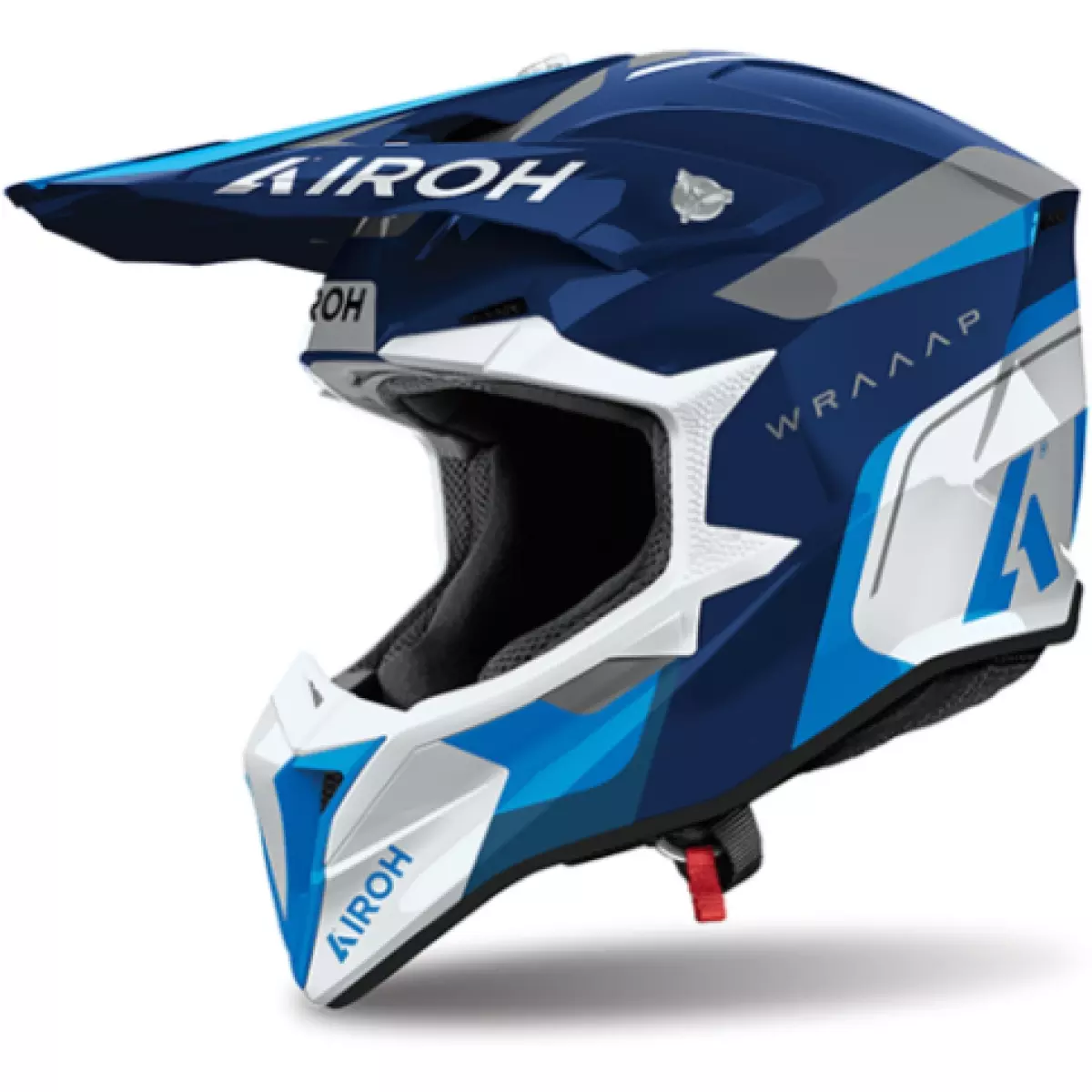 Casque Cross Airoh Wraaap Conquer Bleu Gris Blanc