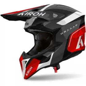 Casque Cross Airoh Wraaap Conquer Rouge Noir Blanc