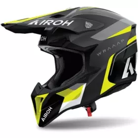 Casque Cross Airoh Wraaap Conquer Jaune Noir Gris Mat