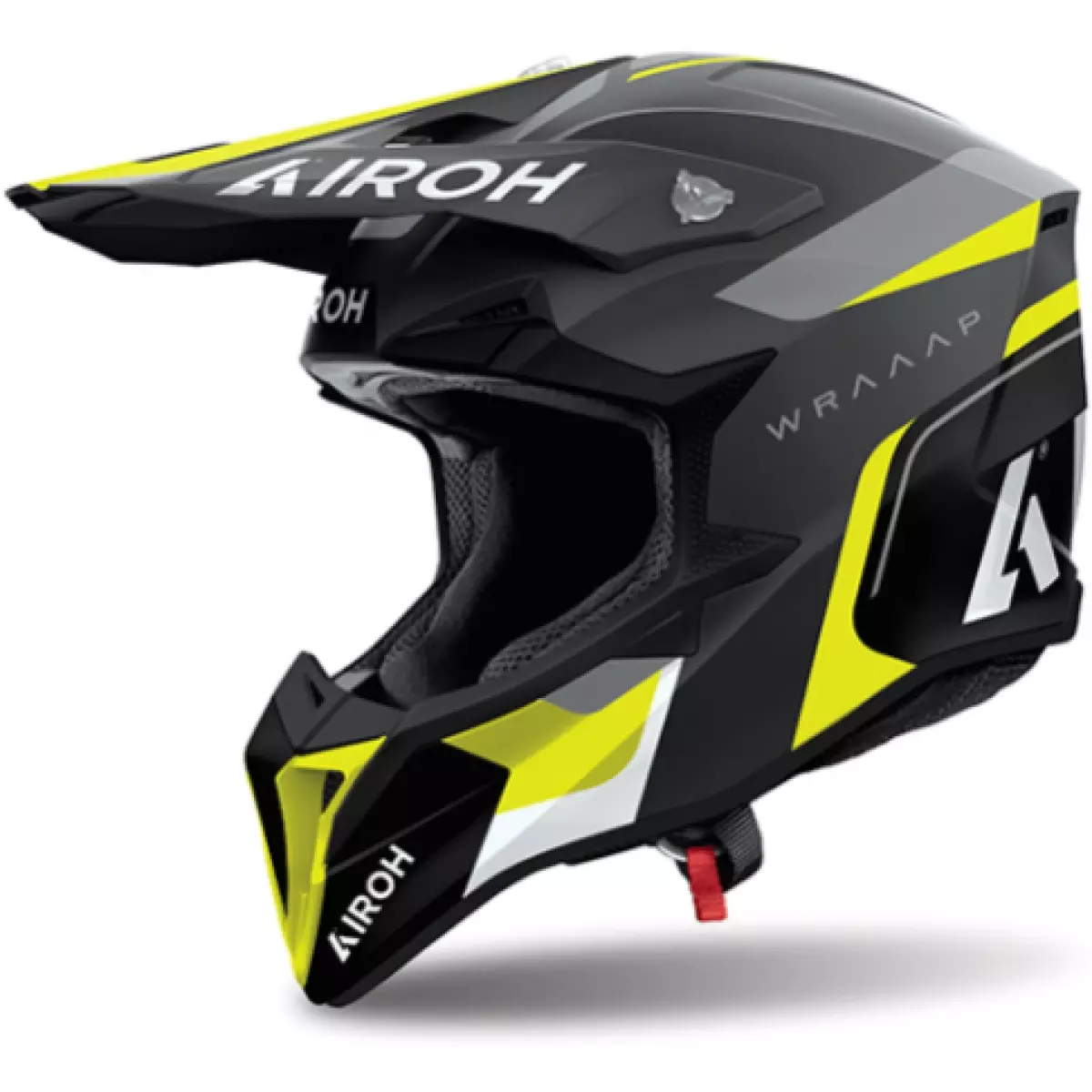 Casque Cross Airoh Wraaap Conquer Jaune Noir Gris Mat