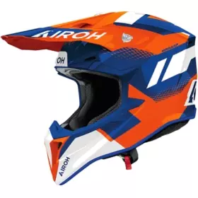 Casque Cross Airoh Wraaap Vision Orange Bleu Blanc