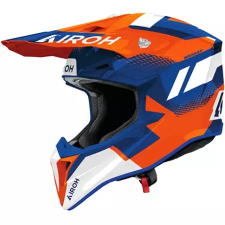 Casque Cross Airoh Wraaap Vision Orange Bleu Blanc