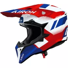Casque Cross Airoh Wraaap Vision Rouge Bleu Blanc