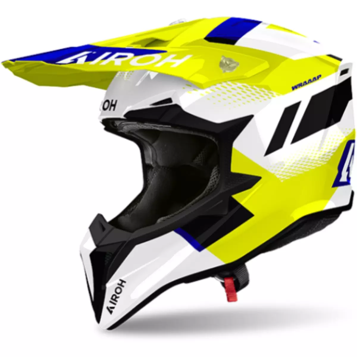 Casque Cross Airoh Wraaap Vision Jaune Bleu Blanc