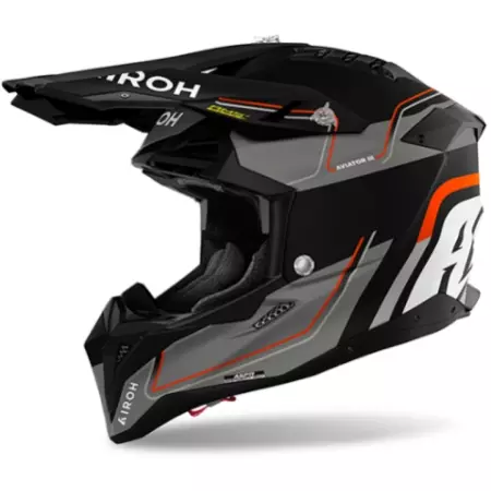 Casque Cross Airoh Aviator 3 Leader Noir Gris Orange Mat