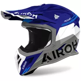 Casque Cross Airoh Aviator Ace 2 Fury Bleu Blanc Gris