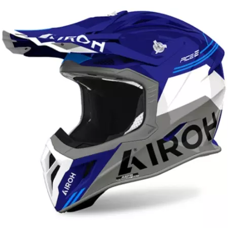 Casque Cross Airoh Aviator Ace 2 Fury Bleu Blanc Gris