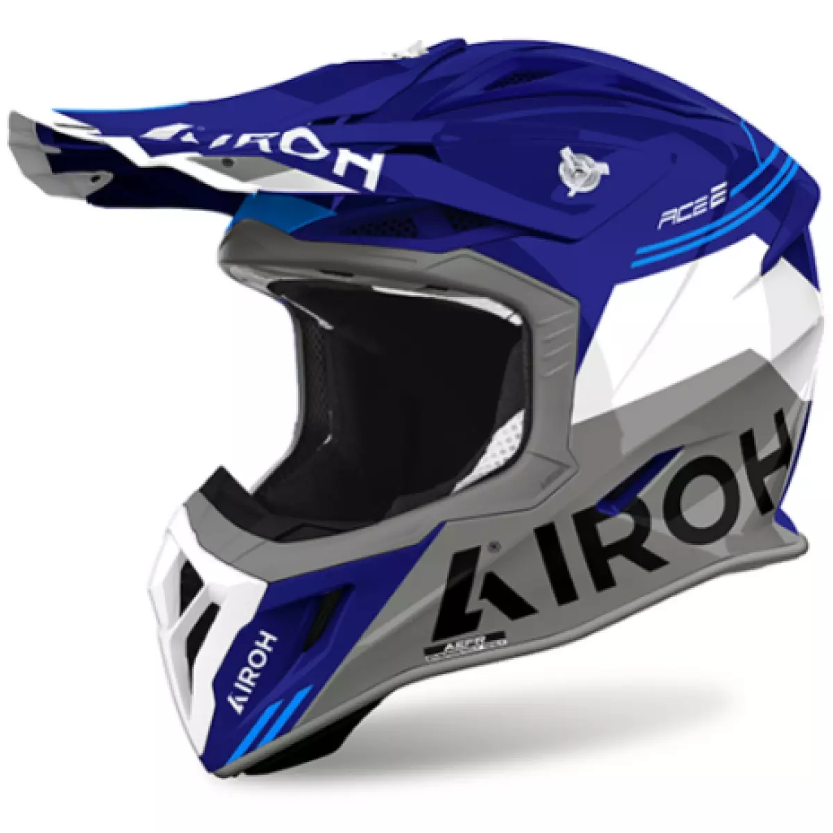 Casque Cross Airoh Aviator Ace 2 Fury Bleu Blanc Gris