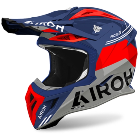 Casque Cross Airoh Aviator Ace 2 Fury Cerulean Bleu Rouge Gris