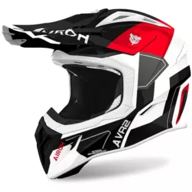 Casque Cross Airoh Aviator Ace 2 Shield Rouge Noir Blanc
