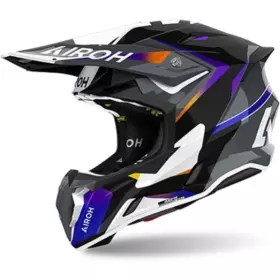 Casque Cross Airoh Twist 3 Hustle Noir Gris Violet
