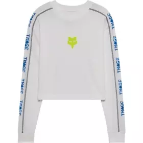 T-Shirt Femme Fox Image Phantom LS Crop Blanc Bleu