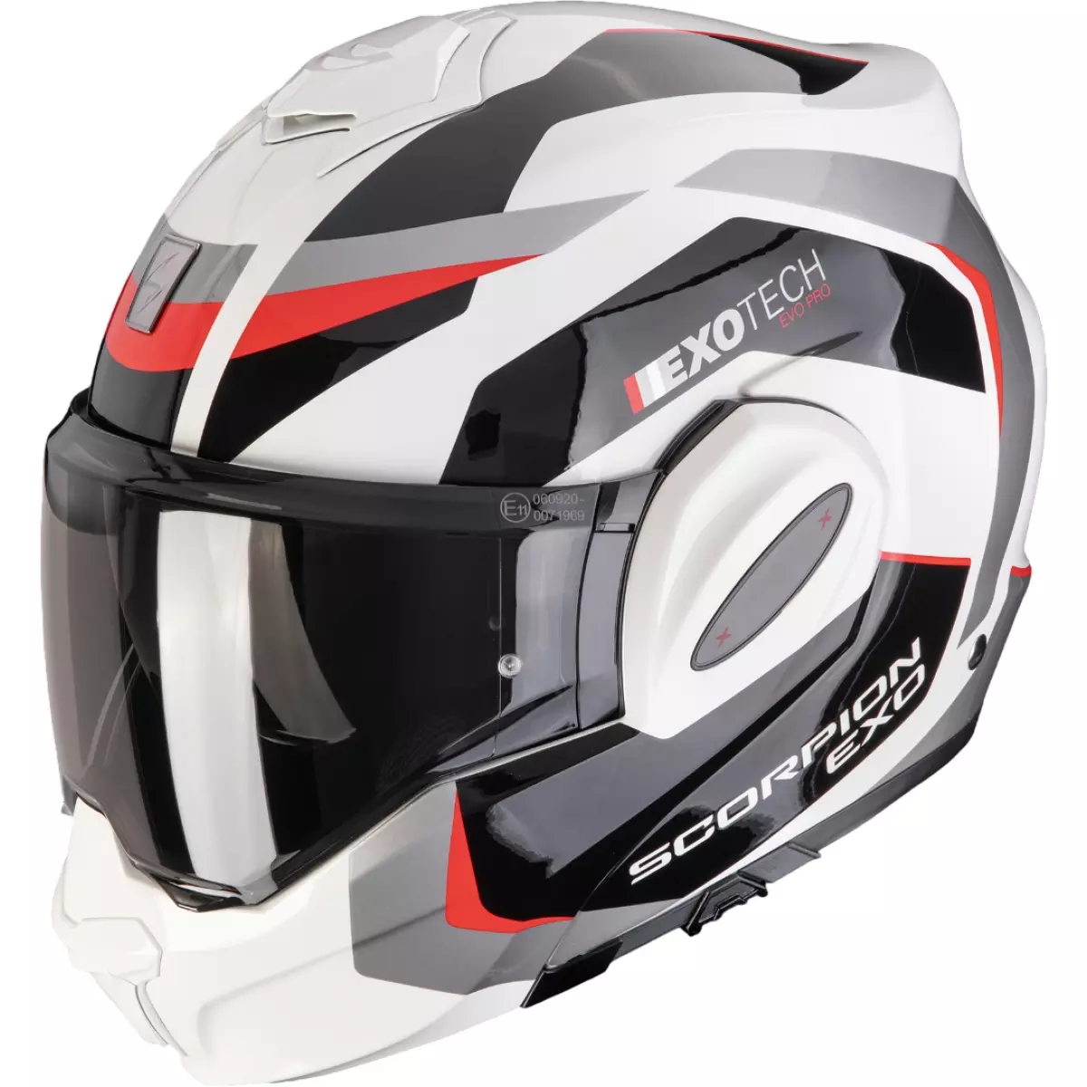 Casque Scorpion Exo-Tech Evo Pro Acuti Gris Noir Rouge Brillant