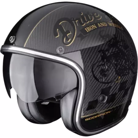Casque Scorpion Belfast Evo Carbon Zippy Noir Or