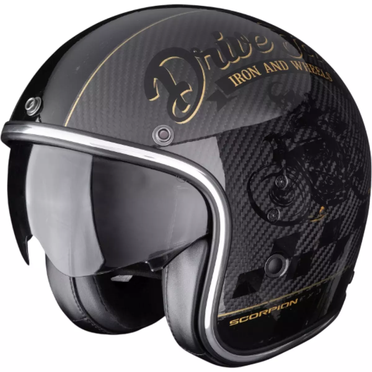 Casque Scorpion Belfast Evo Carbon Zippy Noir Or