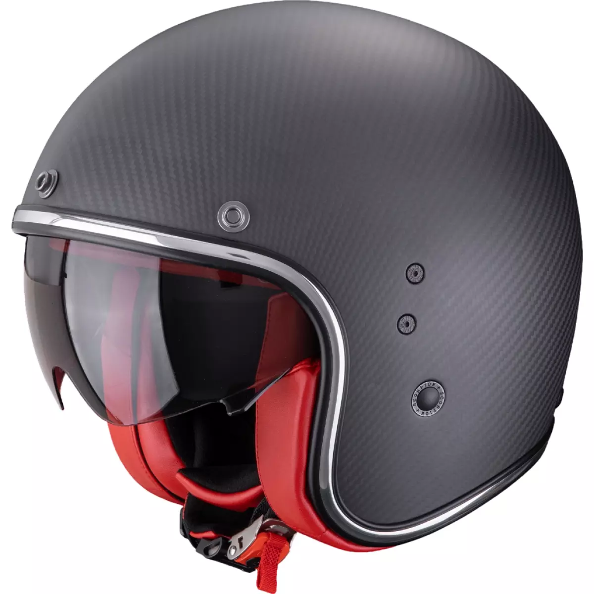Casque Scorpion Belfast Evo Carbon Noir Rouge Mat
